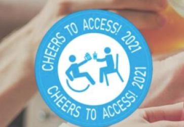 Blue digital badge that says ‘Cheers to access! 2021’